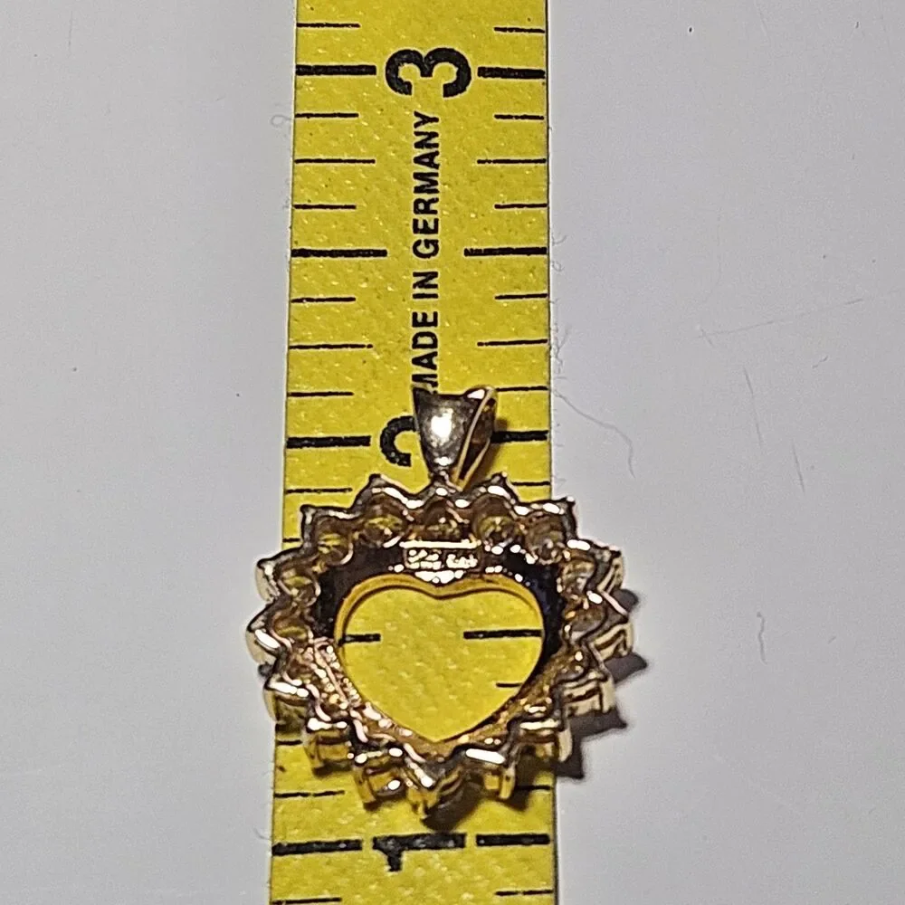 HAN 925 Yellow Gold Over Sterling Silver Vermeil CZ Heart Pendant - Picture 5 of 12